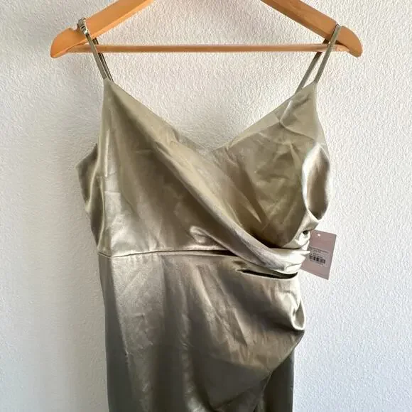Birdy Grey New Catherine Shiny Satin Moss Green Large Dress - Picture 3 of 16